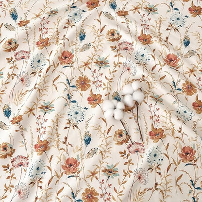 Zusbest 100% Cotton Orange Floral Pillowcases Standard Size Set of 2, 19''×29'', Queen Size Teal Orange Bohemian Flower Printed Pillow Covers Soft Envelope Queen Pillowcase Protectors
