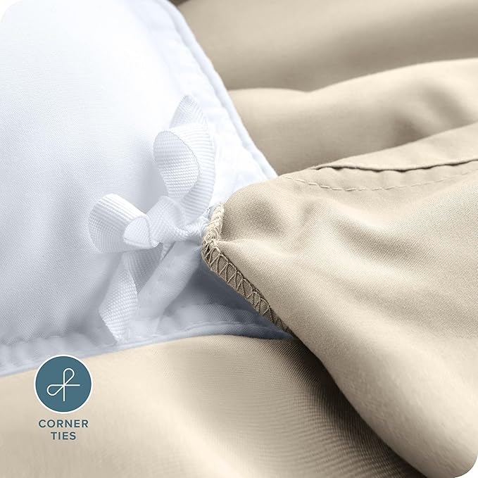 Bare Home Bedding Duvet Cover Oversized Queen - Premium 1800 Super Soft Collection - Lightweight, Cooling - Soft Breathable Bedding Duvet Cover (Oversized Queen, Sand)