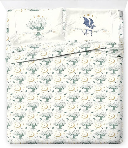 Jay Franco Kids Comforter Set Includes Sheets and Pillow Covers - Soft and Cozy Bed Set for Stylish Room Decor, Official Licensed Product, Green - Harry Potter, 7 Piece Queen