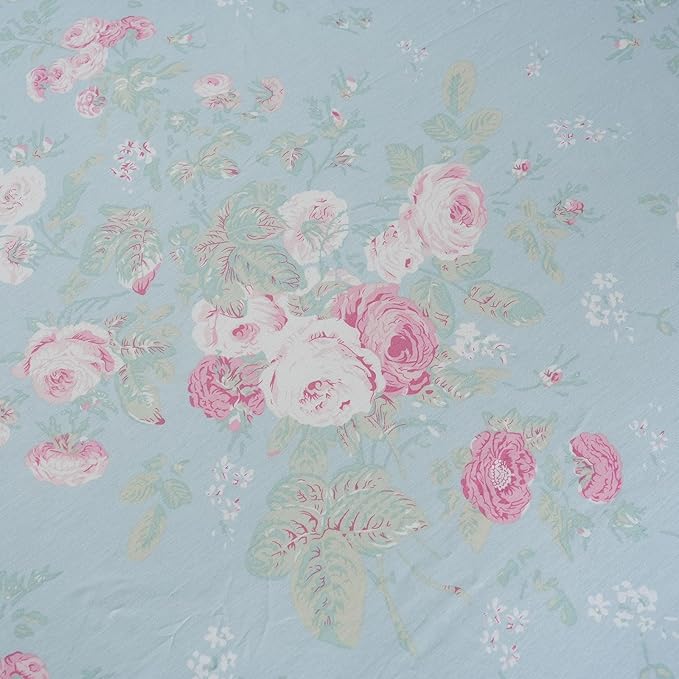 Zusbest 100% Cotton Blue Floral Pillowcases Standard Size Set of 2, 19''×29'', Queen Size Pink Rose Flower Printed Reversible Pillow Covers Soft Envelope Queen Pillowcase Protectors