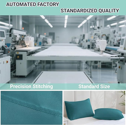 ZPECC Pillow Cases King Size Set of 4, 20x36 Envelope Closure Pillowcases, Soft Plain Brushed Microfiber Covers Hypoallergenic Breathable, Teal
