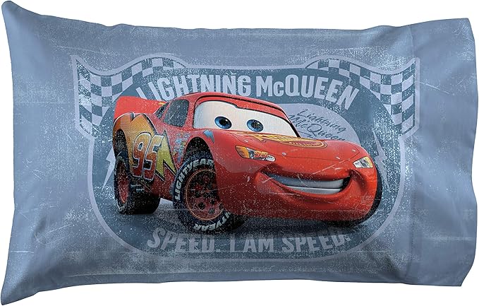 Disney/Pixar Cars Tune Up Blue/Gray 4 Piece Full Sheet Set with Lightning McQueen & Mater (Official Disney/Pixar Product)