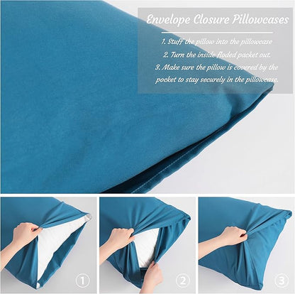 NTBAY King Pillow Cases Set of 2, 2 Pack Brushed Microfiber 20x36 Pillow Cases, Soft, Wrinkle, Fade, Stain Resistant Teal Blue Pillow Cases with Envelope Closure, 20x36 Inches, Teal Blue