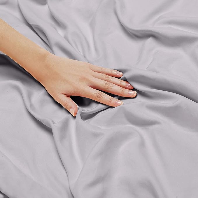 Nestl Split King Sheet Set - 1800 Ultra-Soft Microfiber Bed Sheets - Double Brushed - Deep Pockets - Easy Fit - 5 Piece Set - Bed Sheets & Pillowcases (Split King, Grey Lavender)