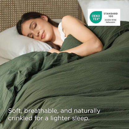 Bedsure Olive Green Duvet Cover King Size Only - Prewashed Cotton-Like Polyester Extra Soft All Season Bedding, Includes 1 Duvet Cover 104x90 Inches with Zipper Closure, Comforter Not Included