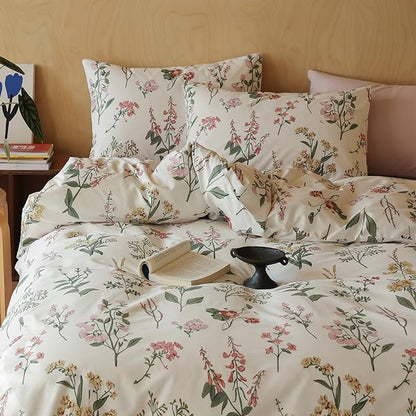 HighBuy Pink Floral Comforter Set Twin XL College Girl Soft Comforter Fluffy Aesthetic Bedding Set 3 Piece Vintage Twin XL Comforter Blush Green Branches Bedding Comforter Set for Kids Bed