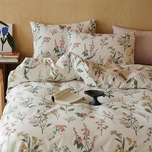 HighBuy Pink Floral Comforter Set Twin XL College Girl Soft Comforter Fluffy Aesthetic Bedding Set 3 Piece Vintage Twin XL Comforter Blush Green Branches Bedding Comforter Set for Kids Bed