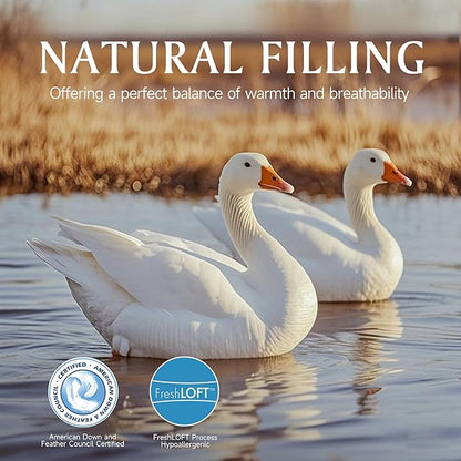 Beautyrest Luxury Hotel Collection King Size White Goose Feather Down Fiber Comforter,Ultra-Soft 100% Cotton Breathable Down Comforter Fluffy Duvet Insert, Winter Warm/King (106"x90")