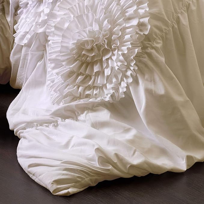 Lush Decor 3 Piece Serena Comforter Set, Queen, Ivory