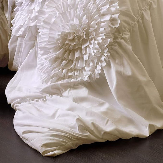 Lush Decor 3 Piece Serena Comforter Set, Queen, Ivory