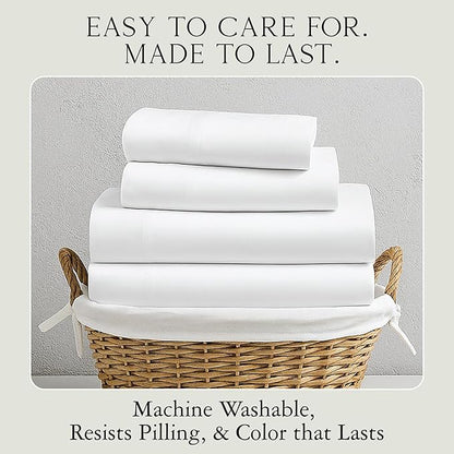 KARISSA MAE Cooling Bamboo Viscose Split King Sheet Set | 100% FSC Certified | 18” Deep Pocket | Silky, Soft, & Hypoallergenic | with Organizer Band & Elastic Corner Straps [Grey Mist]