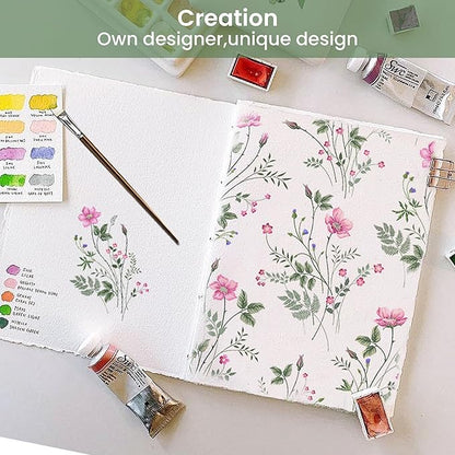 Softan Vintage King Bed Sheets, Cozy Microfiber Flower Printed Sheets with 15" Deep Pocket Fitted Sheet & Non-Slip Straps, Patterned Botanical Wildflower Sheets & Pillowcase Set