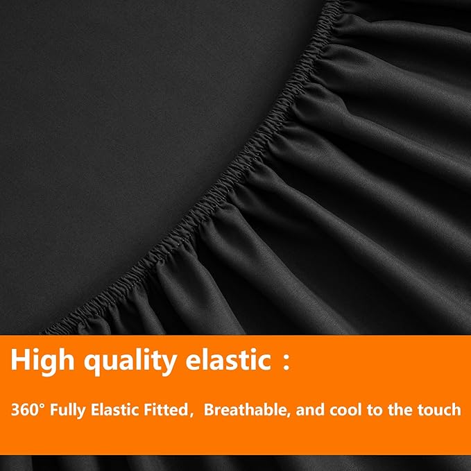 TAIMIT Black Full Size Comforter Set - 7 Pieces, Bed in a Bag Bedding Sets with All Season Soft Quilted Warm Fluffy Reversible Comforter,Flat Sheet,Fitted Sheet,2 Pillow Shams,2 Pillowcases