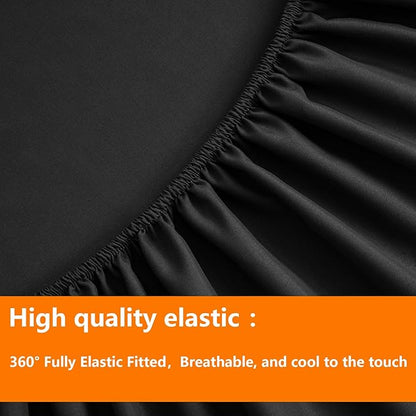 TAIMIT Black Full Size Comforter Set - 7 Pieces, Bed in a Bag Bedding Sets with All Season Soft Quilted Warm Fluffy Reversible Comforter,Flat Sheet,Fitted Sheet,2 Pillow Shams,2 Pillowcases