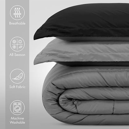 Utopia Bedding Black/Grey Kids Comforter Set with 2 Pillow Shams, 3 Piece Soft Microfiber Twin Bed Comforter with Pillow Shams, Printed Kids Bedding for Boys and Girls, Breathable, Easy Care