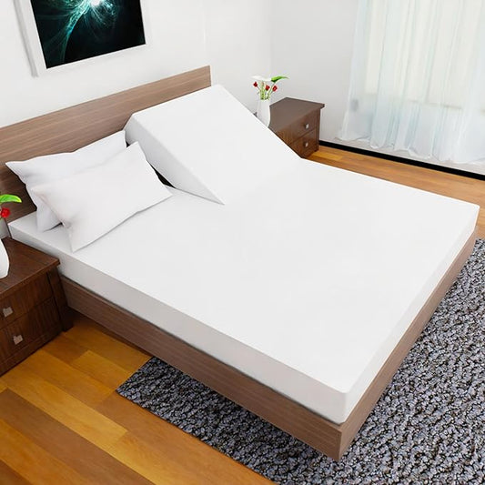 Split Top Queen Sheets for Adjustable Bed, 4Pcs 36'' 1 Flat, 1 Fitted Sheet & 2 Pillowcase – 16 Inch Deep Pocket, Egyptian Quality Wrinkle-Free Top Split Queen Sheets Set (White)