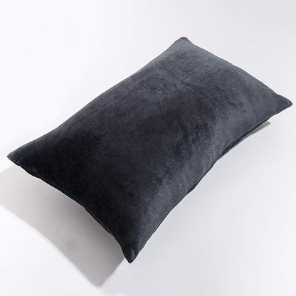 NTBAY 2 Pack Zippered Velvet Queen Pillowcases, Super Soft and Cozy Luxury Fuzzy Flannel Pillow Cases with Zipper, 20x30 Inches, Charcoal Grey