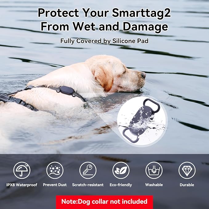 Waterproof Silicone Case Holder for Galaxy Smarttag2, 2 Pack Pet Dog Cat Collars, Anti-Lost Scratch Resistant Holder Accessory Protective Cover for Samsung Galaxy Smart tag2 (Grey/Pink)