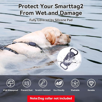 Waterproof Silicone Case Holder for Galaxy Smarttag2, 2 Pack Pet Dog Cat Collars, Anti-Lost Scratch Resistant Holder Accessory Protective Cover for Samsung Galaxy Smart tag2 (Grey/Pink)