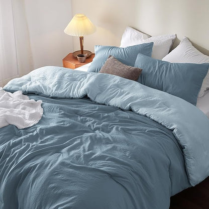 Bedsure Full Comforter Set, Mineral Blue Soft Prewashed Bedding for All Seasons, 3 Pieces GentleSoft™ Bed Set, 1 Lightweight Comforter (82"x86") and 2 Pillowcases (20"x26")