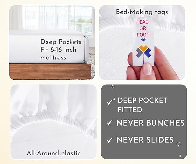 California Design Den 2-Pack Cal King Bedsheet Set - 400 Thread Count Sateen 100% Cotton Sheets - Soft and Breathable Sheets, 2 Sets of Deep Pocket Bed Sheets - White