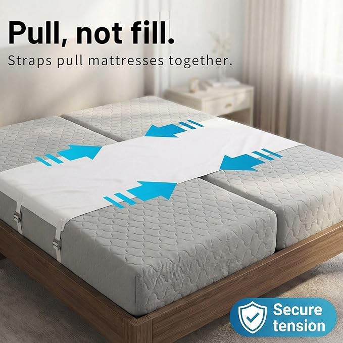 Twin to King Bed Converter | No Slipping | Innovative Solution as Bed Bridge for Couples & Families | Split King Gap Filler for Adjustable Bed, Installed in < 5 Min