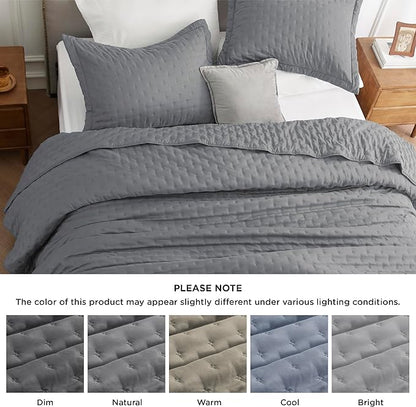 Bedsure Quilts Queen Size - Grey Bedspread Queen Size & Lightweight Comforter, Modern Coverlet with Clover Pattern, Ultra Soft All-Season Bedding, 90 x 96 Inches | Stitch-Free Quilting, Ultra Soft, Lightweight, Machine Washable, Pet-Friendly