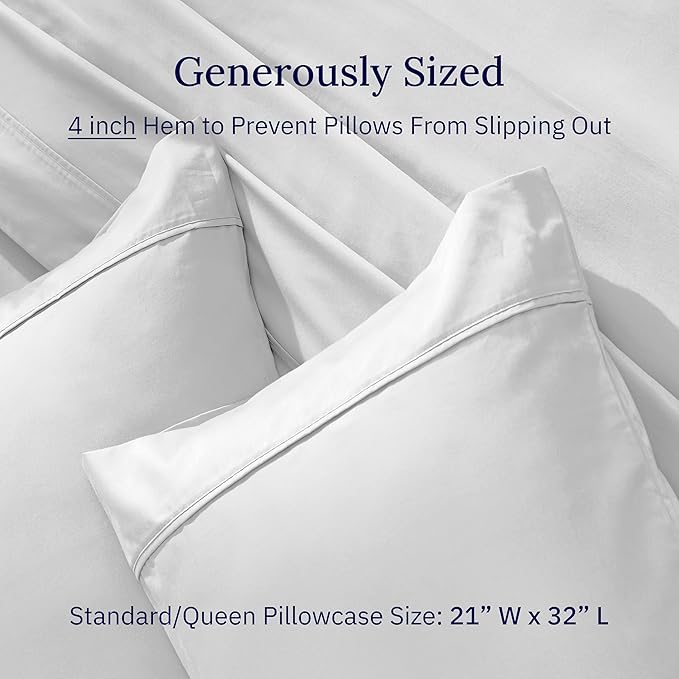 California Design Den Queen/Standard Pillow Cases Set of 2-400 Thread Count Sateen, Natural 100% Cotton Pillowcases Queen, Soft, Roomy and Breathable - Silver