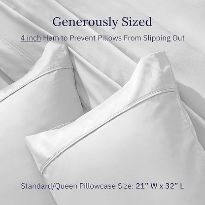California Design Den Queen/Standard Pillow Cases Set of 2-400 Thread Count Sateen, Natural 100% Cotton Pillowcases Queen, Soft, Roomy and Breathable - Silver
