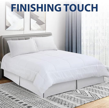 Cathay Home Double Brushed Microfiber Pleated Easy Fit Bed Skirt, Ultra Soft, Fade and Wrinkle Resistant - White, Twin