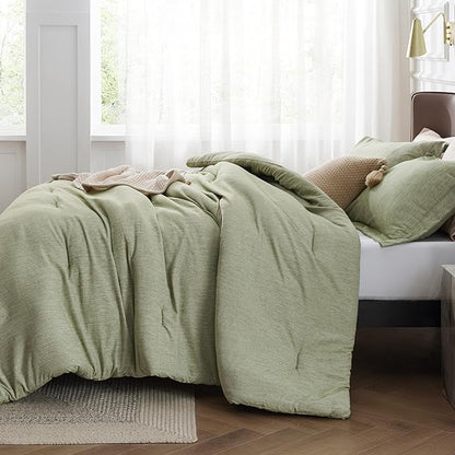 Bedsure California King Comforter Set - Olive Green, 3 Piece Bedding Set, 1 Comforter 104"x96" and 2 Pillow Shams 20"x36"+2"