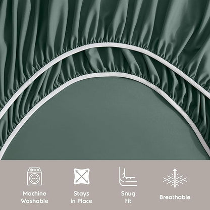 Nestl King Sheet Set - Luxury 1800 Ultra-Soft Microfiber King Bed Sheets - Double Brushed - Deep Pockets - Easy Fit - 4 Piece Set - Bedding Sheets & Pillowcases (King, Forest Green)