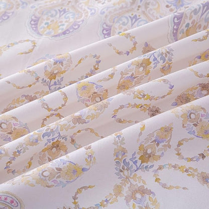 OAITE Duvet Cover Set Twin Size Floral Pattern Ultra Soft 100% Cotton Duvet Cover Sets 3-PC, Breathable Duvet Cover with Zipper Closure & Corner Ties(2 Pillow Shams,1 Duvet Cover)