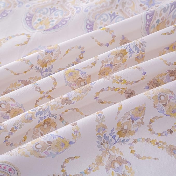OAITE Duvet Cover Set Queen Size Floral Pattern Ultra Soft 100% Cotton Duvet Cover Sets 3-PC, Breathable Duvet Cover with Zipper Closure & Corner Ties(2 Pillow Shams,1 Duvet Cover)
