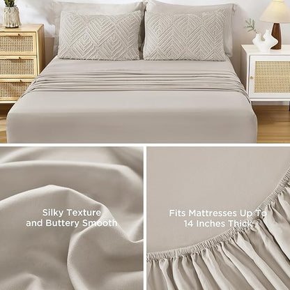 Andency Super King Comforter Set Linen - 7 Pieces Bed in a Bag Super King Bedding Comforter Sets, Tufted Lightweight Fluffy Bed Set with Comforter, Sheets, Pillowcases & Shams