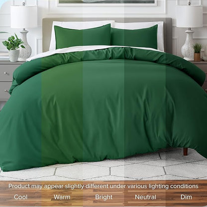 Bare Home Bedding Duvet Cover Full Size - Premium 1800 Super Soft Collection - Lightweight, Cooling - Soft Breathable Bedding Duvet Cover (Full, Forest Green)