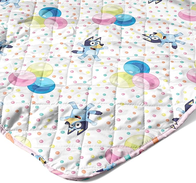 Northwest Bluey Balloon Celebration Quilted Throw Blanket – Official Cartoon Throw Blanket Featuring Bluey, for Adults Boys Girls Bed, Couch, or Playroom, 60 x 80 Inches