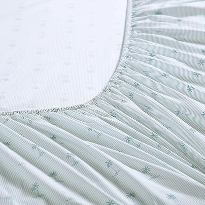 Tommy Bahama - King Sheets, Cotton Percale Bedding Set, Crisp & Cool, Stylish Bedding Set (Kaw Palms Blue, King)