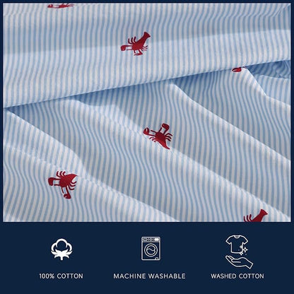 Nautica - Full Sheets, Cotton Percale Bedding Set, Casual Home Decor (Lobster Walk Red, Full)