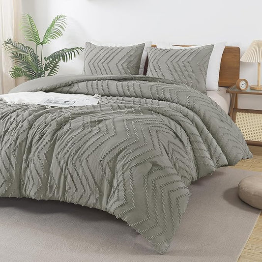 Andency Medium Grey Twin/Twin XL Comforter Set, Twin Bed Comforter for College Dorm Girls Boys Kids Boho Soft Warm Cute Comforter, 2 Pieces Aesthetic Chevron Bohemian Bedding Set