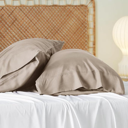 Bedsure King Size Pillow Cases Set of 2, Cooling Pillow Cases King, PureWoven 100% Rayon Derived from Bamboo Simply Pillowcases, Breathable Bedding Pillow Covers with Envelope Closure, 20x36 Inches