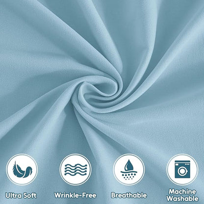 Full Size Bed Sheets Set, 4 Pieces Hotel Luxury Soft Microfiber Bed Sheets Set, Up to 16" Deep Pockets, Oeko-Tex Sheets with Elastic, Breathable, Wrinkle Free (Sky Blue, Full)