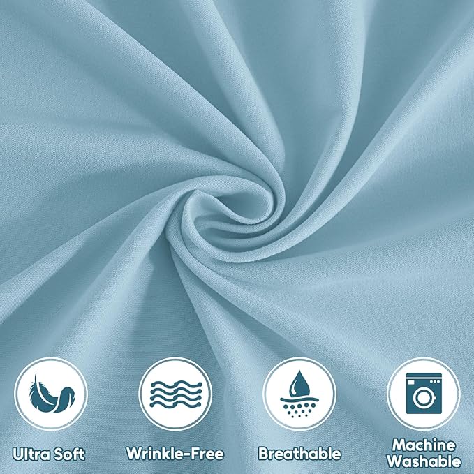 King Size Sheets Set, 4 Pieces Hotel Luxury Soft Microfiber Bed Sheets Set, Up to 16" Deep Pockets, Oeko-Tex Sheets with Elastic, Breathable, Wrinkle Free (Sky Blue, King)