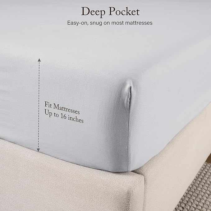 Light Grey Sheets Twin Size Sheet Set, Pre-washed Brushed Cotton-Like Microfiber, 3 Pcs Soft Breathable Sheet Set Twin,Fade Resistant, Includes 1 Fitted, 1 Flat, 1 Pillowcases(Light Grey, Twin)