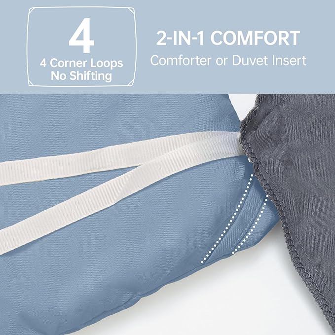 MUXHOMO Full Comforter Sets, All Season Ultra Soft Down Alternative Bedding - 3 Piece Lightweight Bed Set Includes 1 Comforter (82"x86") and 2 Pillow Shams (20"x26"), Sea Blue
