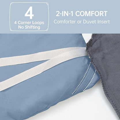 MUXHOMO Full Comforter Sets, All Season Ultra Soft Down Alternative Bedding - 3 Piece Lightweight Bed Set Includes 1 Comforter (82"x86") and 2 Pillow Shams (20"x26"), Sea Blue