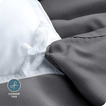 Bare Home Bedding Duvet Cover Full Size - Premium 1800 Super Soft Collection - Lightweight, Cooling - Soft Breathable Bedding Duvet Cover (Full, Grey)