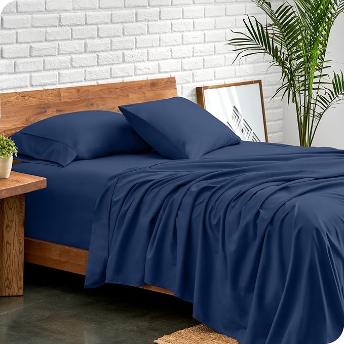 Bare Home Split California King Sheet Set - 1800 Ultra-Soft Microfiber Bed Sheets - Double Brushed - Deep Pockets - Easy Fit - 5 Piece Set - Bed Sheets (Split Cal King, Dark Blue)