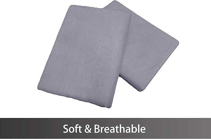 iMaylex Soft 100% Egyptian Cotton Zipper Pillow Case, Cozy and Lightweight Pillowcase, Set of 2, Light Grey, Standard, 20" x 26"