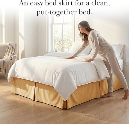 Southshore Fine Living, Inc. California King Bed Skirt - 14" Drop, Luxury Pleated Bed Skirts, California King Dust Ruffle, Cal King Size Bed Skirting, Gold
